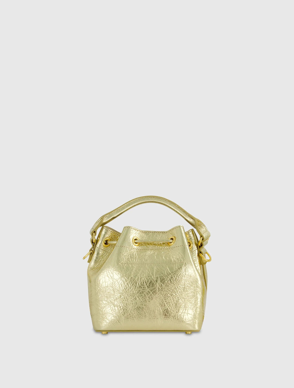 Gold Mini Crinkle Metallic Leather Bucket Bag